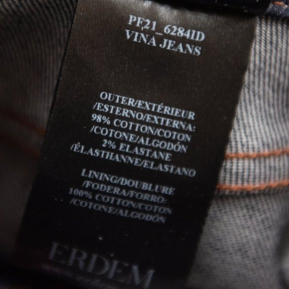 ERDEM Vina Jeans High Waist Flared Hem Buckle Belt Stretch Denim Dark Blue Sz 4 - Picture 3 of 9